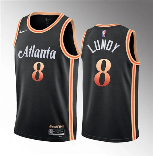 Men's Atlanta Hawks #8 Seth Lundy Black 2023 Draft City Edition Stitched Basketball Jersey