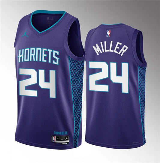 Charlotte Hornets #24 Brandon Miller Purple 2022/23 Draft Statement Edition Stitched Jersey