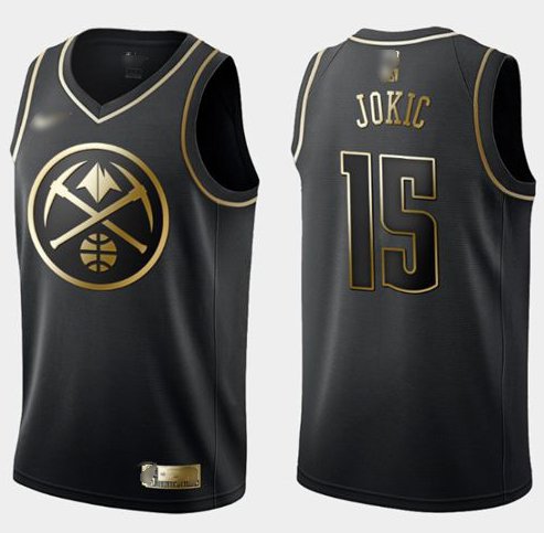 Denver Nuggets #15 Nikola Jokic Black Gold Swingman Limited Edition Stitched Basketball Jersey