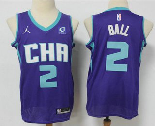 Men's Charlotte Hornets #2 LaMelo Ball Purple 2021 Brand City Edition Swingman Jersey