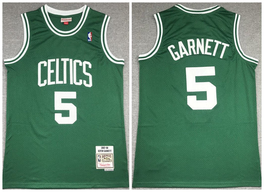 Men's Boston Celtics #5 Kevin Garnett 2007-08 Green Throwback Stitched Jersey