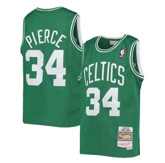 Men's Boston Celtics #34 Paul Pierce 2007-08 Green Throwback Stitched Jersey
